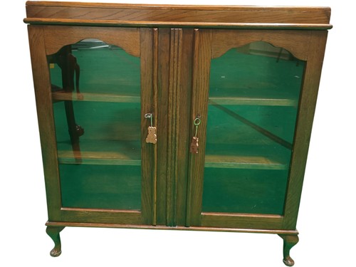 Vintage oak display cabinet - vintage,
