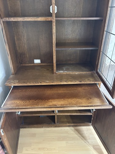 Brown wood glass display - wood, &