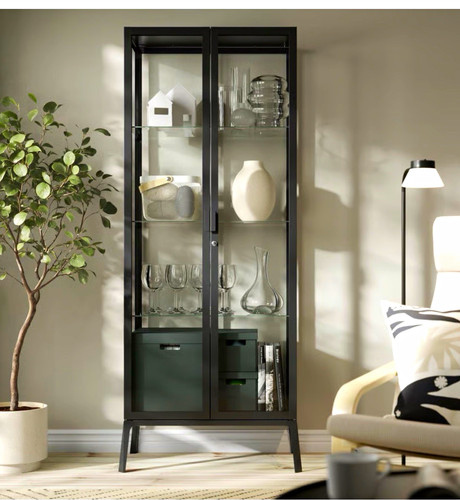 Black metal glass - black, display