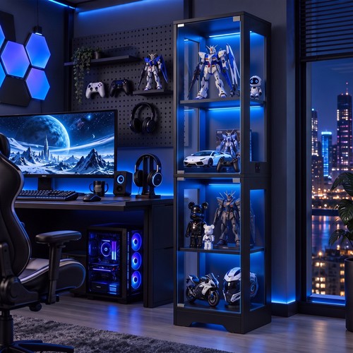 165cm glass display cabinets - 165cm,