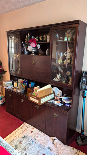Brown wood glass front display - brown,