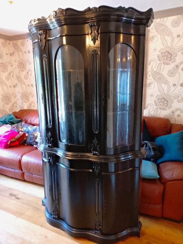 Black wood glass display - black,